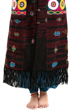 Standawt - Hand-embroidered Patches Merino Wool Coat