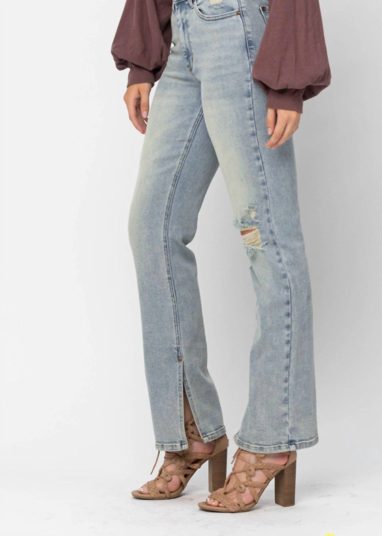 Judy Blue - Straight Leg Side Split Jeans