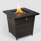 28-Inch Black Wicker Outdoor Propane Gas Fire Pit Table with Steel Top