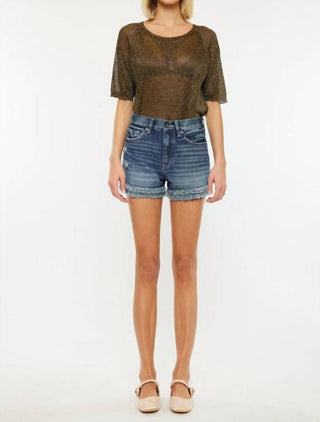 Kancan - Frayed Hem Denim Shorts