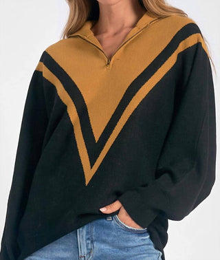 Elan - Chevron Quarter Zip Sweater