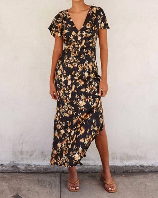 Dress Forum - Flutter Sleeve Satin Maxi Dress