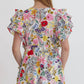Entro - Colorful Floral Short Ruffle Dress