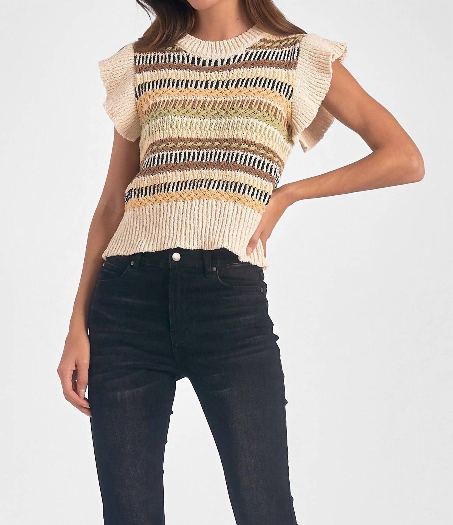 Elan - Crewneck Cap Sleeve Sweater