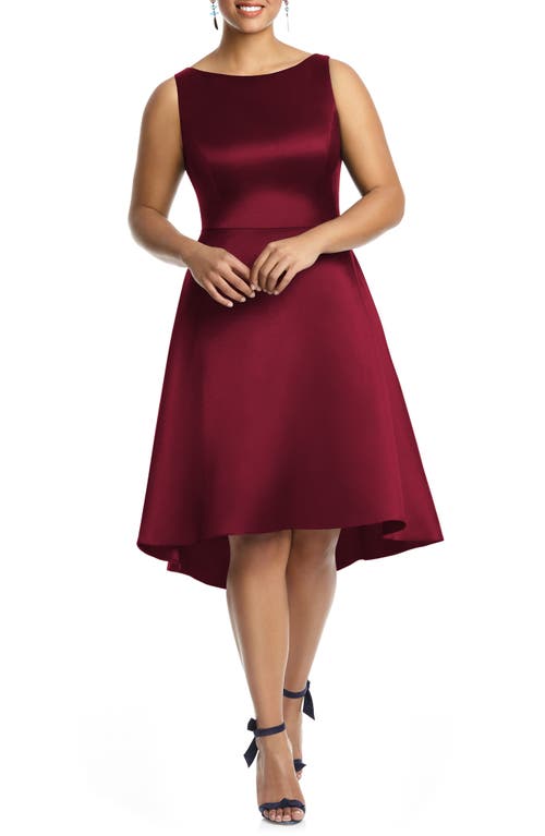 Alfred Sung High/Low Cocktail Dress in Burgundy , Size 6