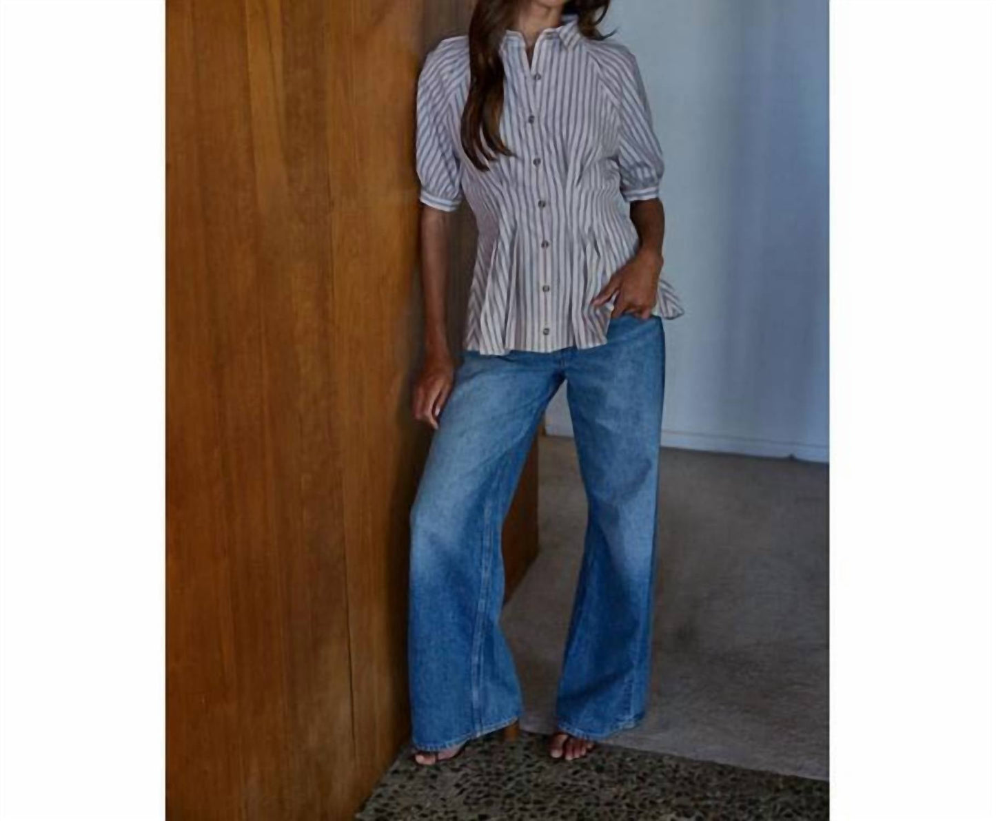 By Together - Sable Striped Peplum Top