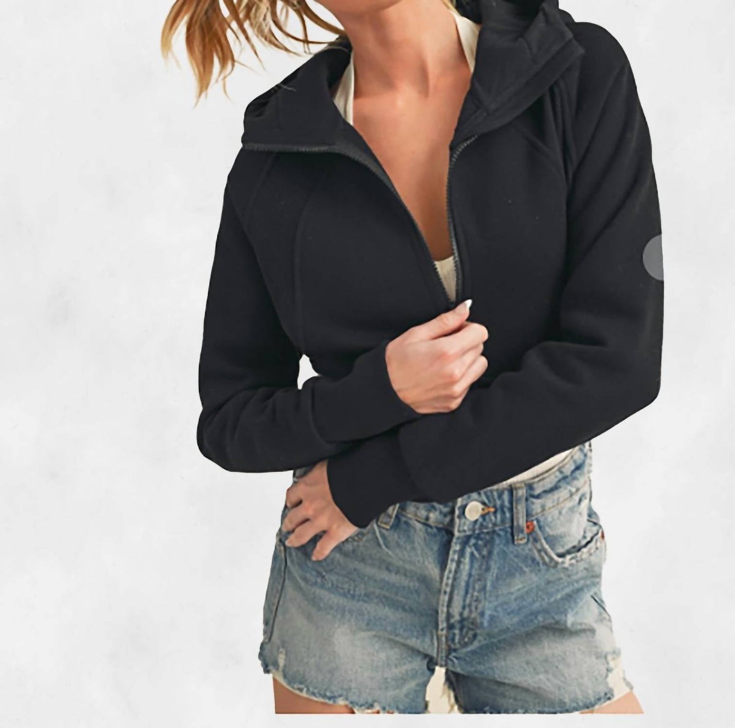 Aemi + Co - Cropped Hooded Sweatshirt