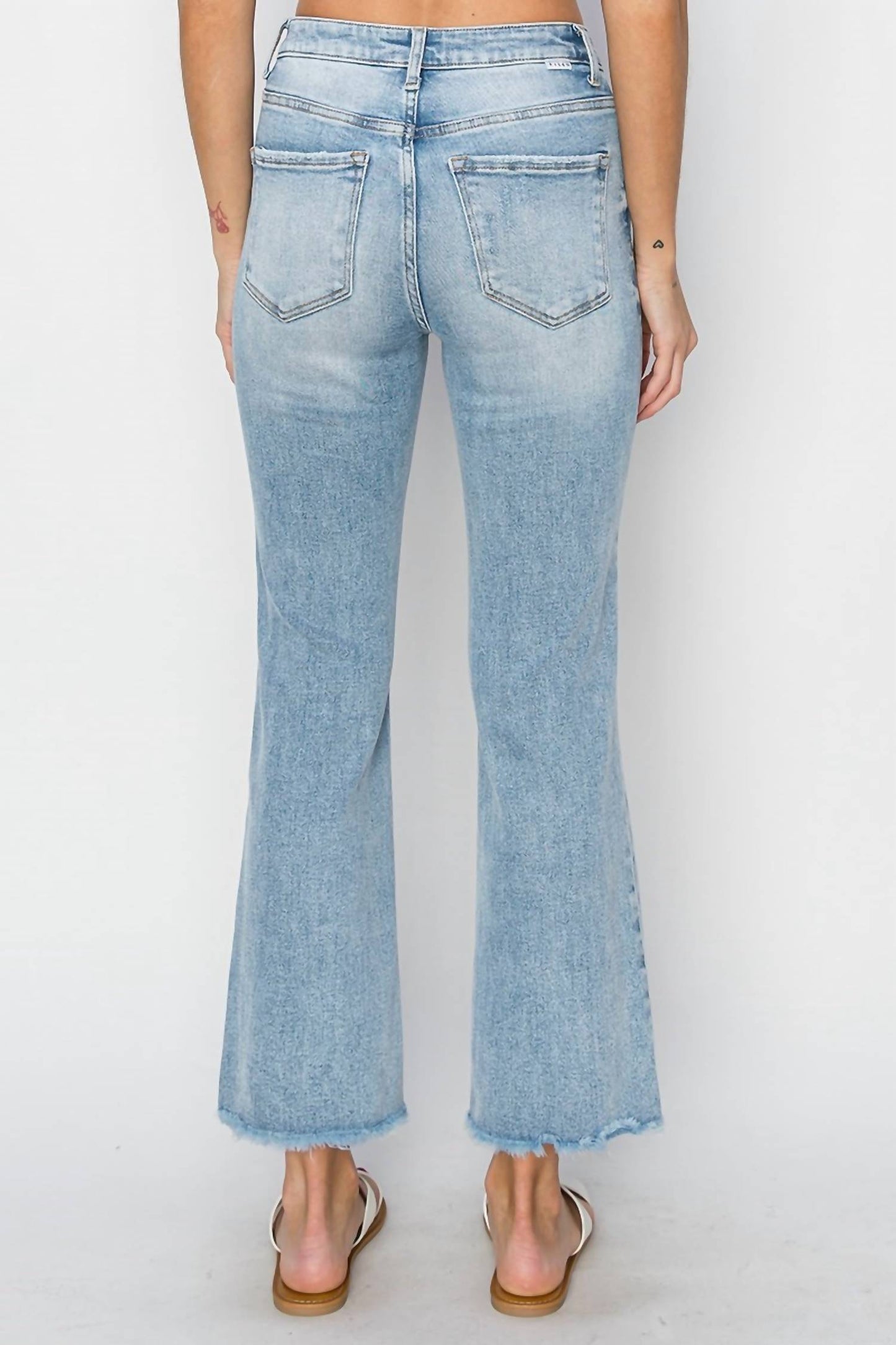 Risen - High Rise Ankle Wide Straight Cut Jeans