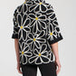 Apny - Whimsical Floral Sweater With Contrast Cuffs And Pockets