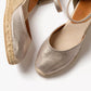 Penelope Chilvers - Women's High Mary Jane Metallic Leather Espadrille