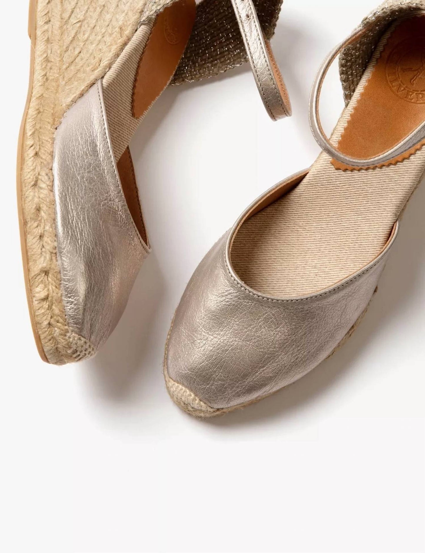 Penelope Chilvers - Women's High Mary Jane Metallic Leather Espadrille