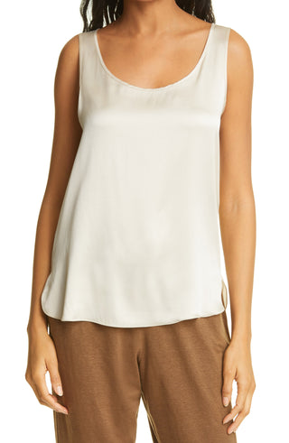 Max Mara Leisure Women's Scoop Neck Stretch Silk Tank - Beige