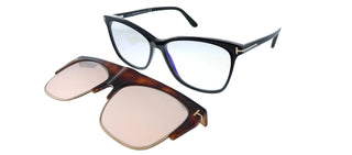 Tom Ford Sunglasses - Square Plastic Sunglasses with Blue Block Clear With Peach Clip on Mirror Lens