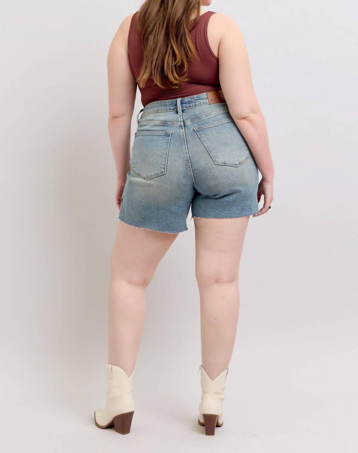 Judy Blue - High Waist Vintage Wash Side Slit Denim Short