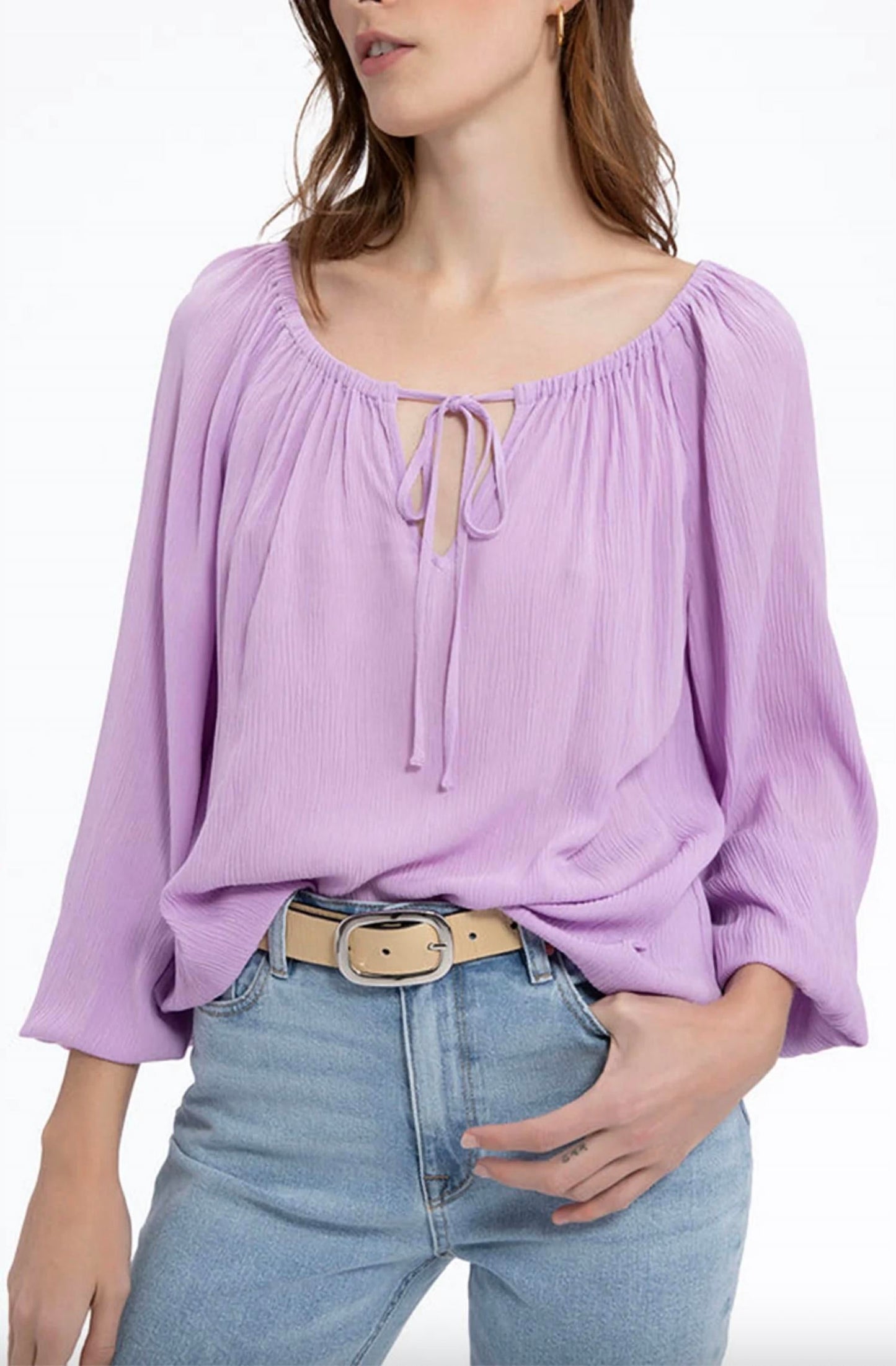 Sanctuary - Tie Ballet Neck BLouse Petal