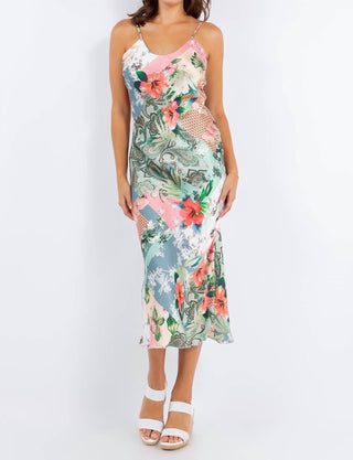 Paparazzi - Charmeuse Satin Print Bias Cut Slip Dress