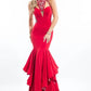 Rachel Allan - Beaded Halter Neck Jersey Prom Gown