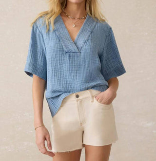 Faherty - Dune Cotton Gauze Short Sleeve Top