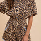 Anniewear - Lace Trimmed Leopard Print Button Down Romper