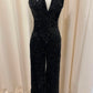 Hyfve - Women's Sequined Velvet Strapless Jumpsuit