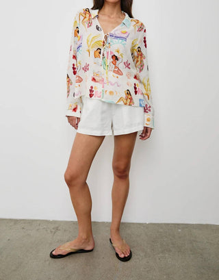 Rails - Elm Stripe Tie Front Linen Top