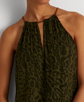 Ralph Lauren - Ocelot-print Crinkle Georgette Halter Dress