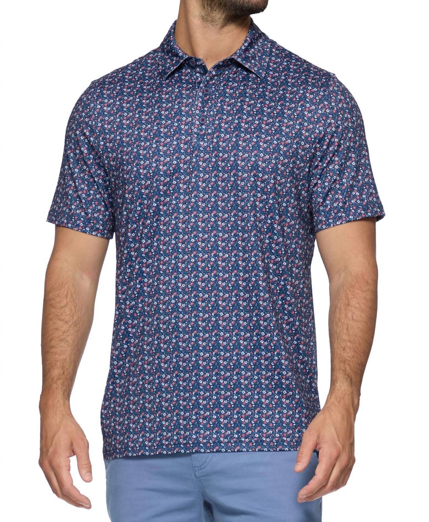 Flags & Anthem - Higgins Americana Floral Print Performance Polo Shirt