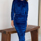 Mima Rosso - Embroidery Print Velvet Ruched Dress