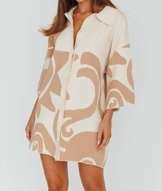 Moda Borboleta - Button Up Knit Shirt Dress