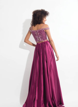 Rachel Allan - Beaded Charmeuse Two-piece Gown