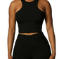 Naked Wardrobe Racerback Cropped Tank in Black, Size Medium