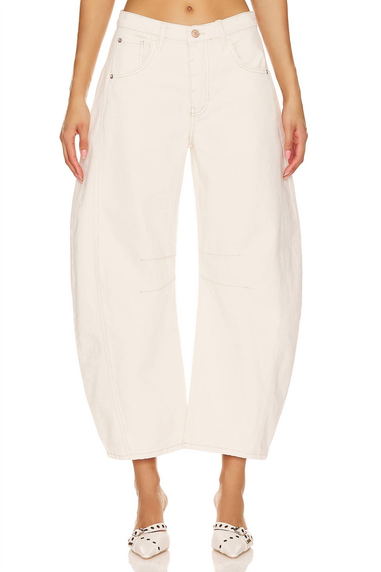 Free People - GOOD LUCK MID RISE BARREL JEANS