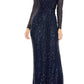 Ieena For Mac Duggal - Sequin Long Sleeve Maxi Dress