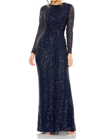 Ieena For Mac Duggal - Sequin Long Sleeve Maxi Dress