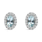 10K White Gold 5x3 MM Oval Purple Amethyst and Diamond Halo Stud Earrings (I-J Color, I1-I2 Clarity)