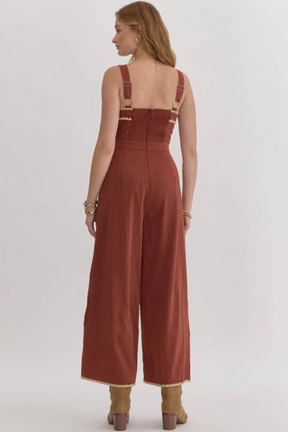 Entro - Contrast Square Neck Sleeveless Jumpsuit