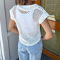 Free People - Lily Crochet Short Sleeve Top