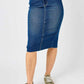 Judy Blue - High Waist Back Slit Hem Mid Length Skirt