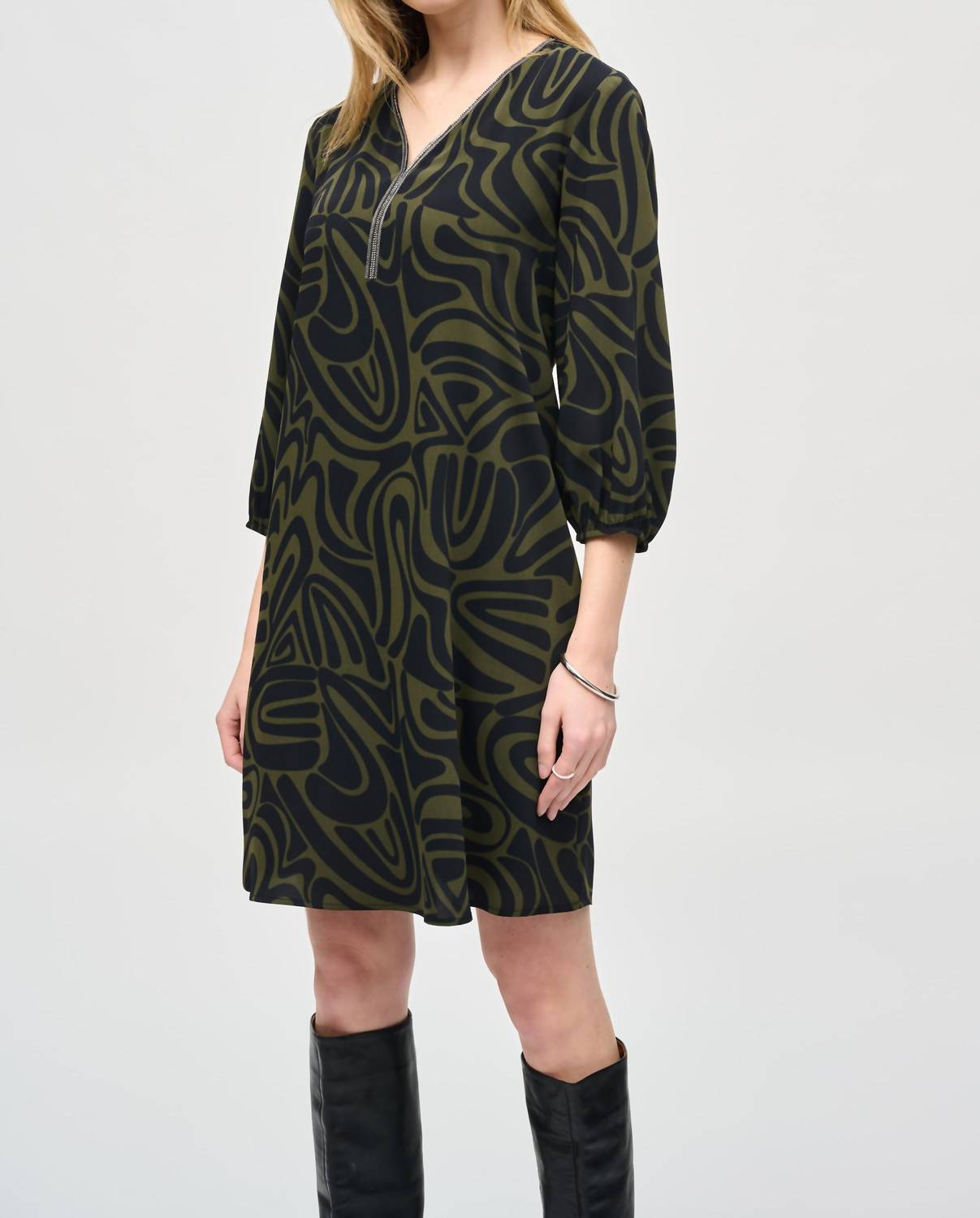 Joseph Ribkoff - Bohemian Abstract Puff Sleeve Dress