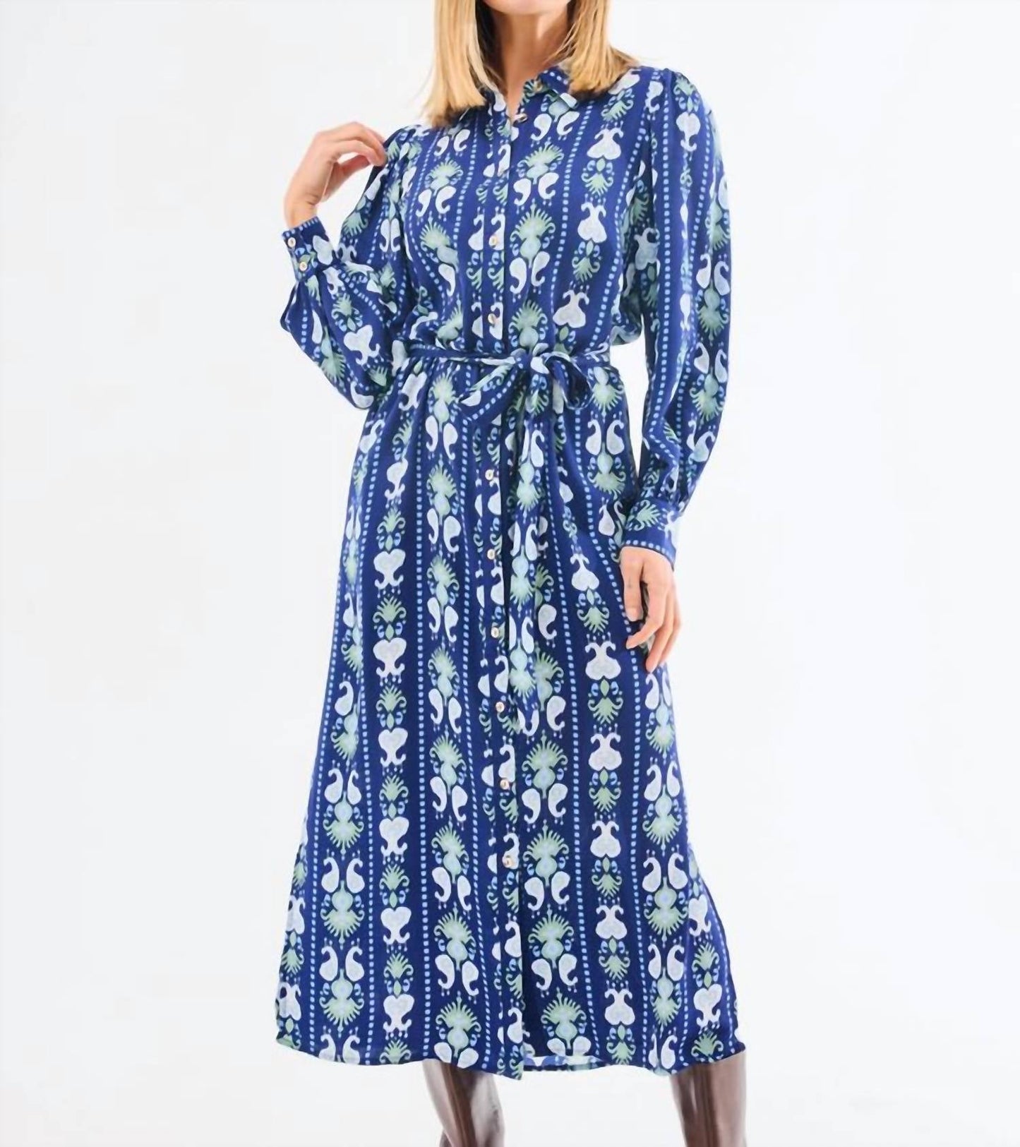 Mary Square - Ikat Pattern Midi Dress