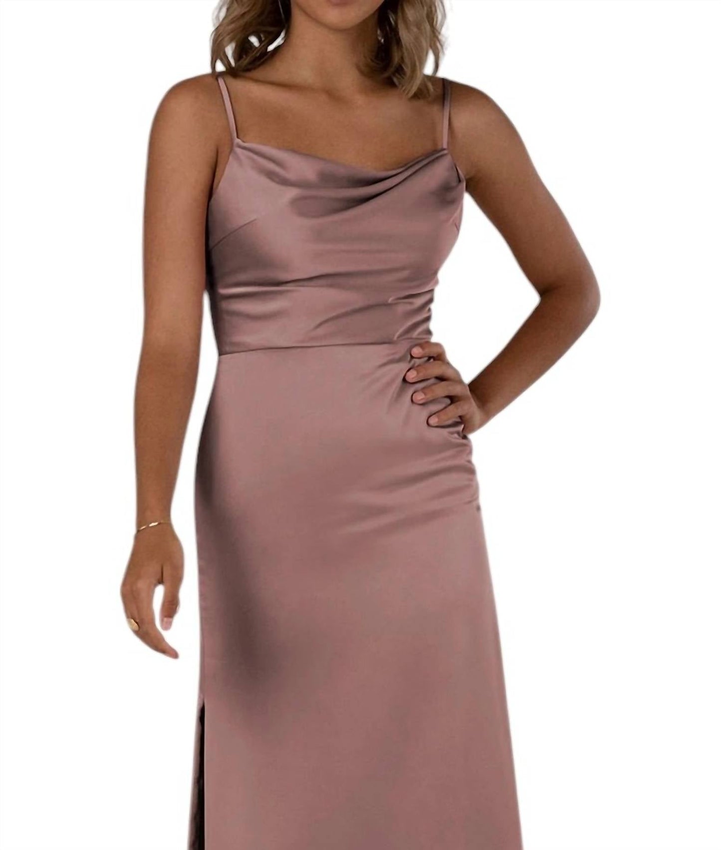 Sorella Vita - Tea-Length Charmeuse Bridesmaid dress with Skirt Slit