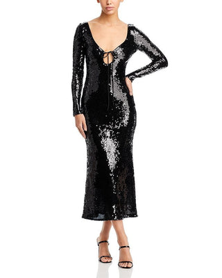 Bardot Verona Sequin Maxi Dress Black Size 6