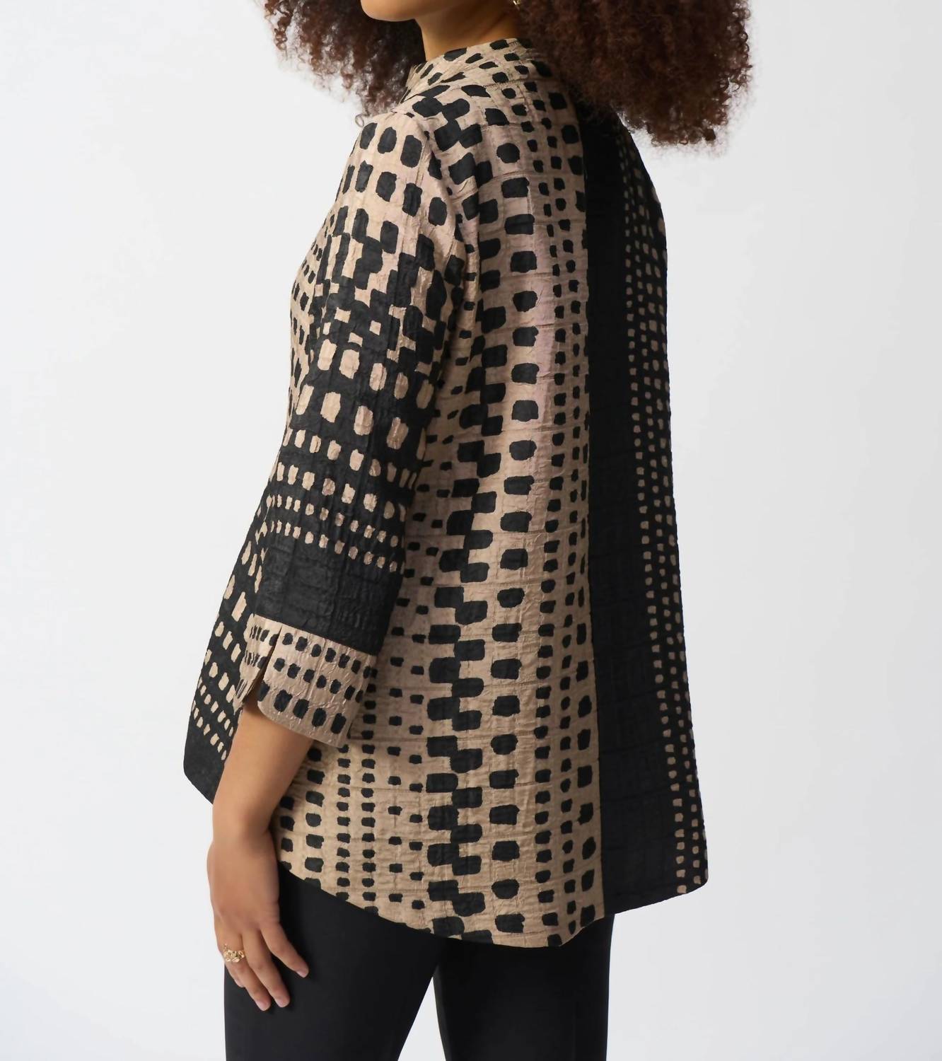 Joseph Ribkoff - Geometric Print Jacquard Trapeze Jacket