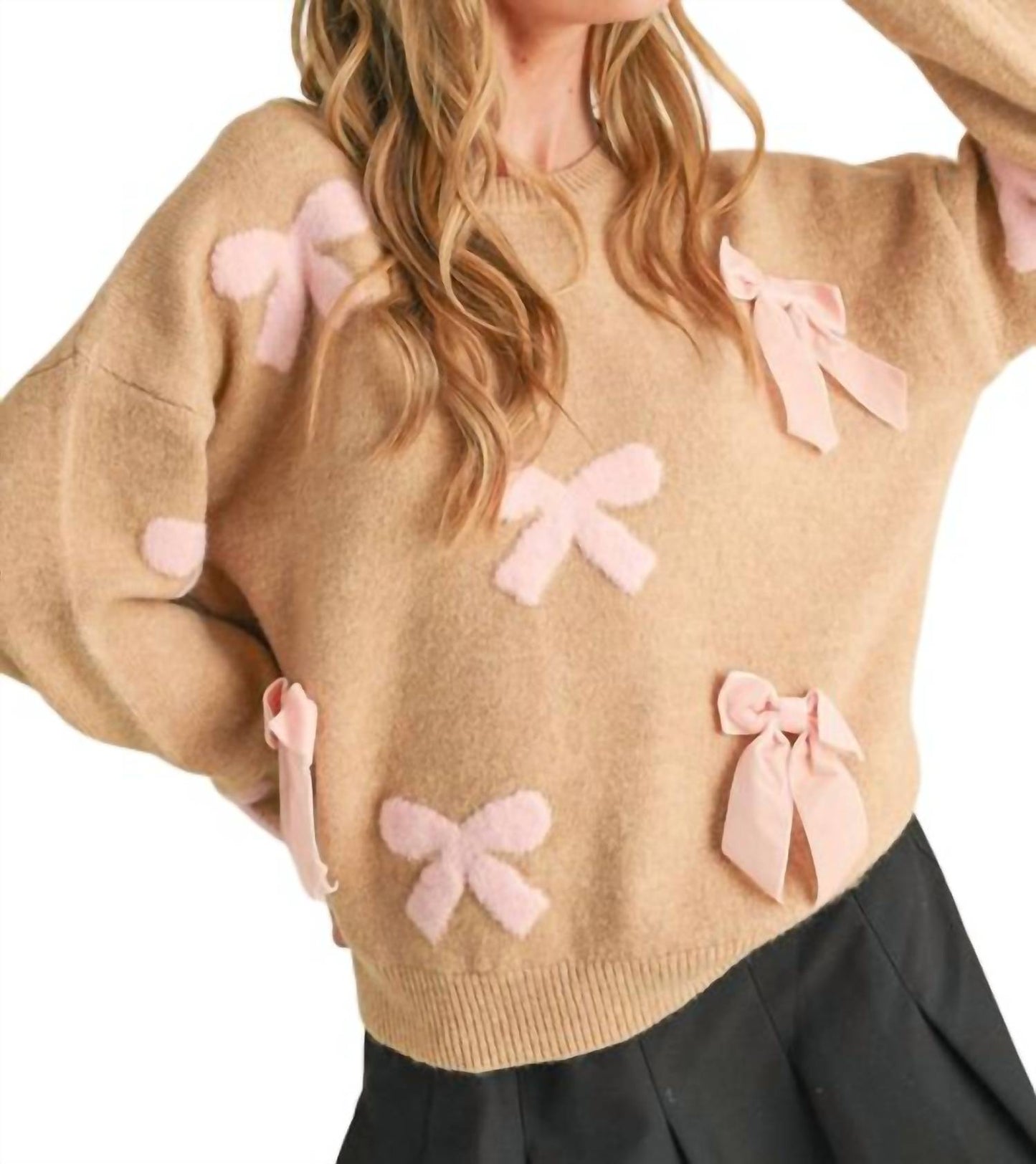 &Merci - Velvet Bow Knit Sweater