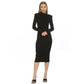 Women's Black Open Back Knit Midi Dress - XL