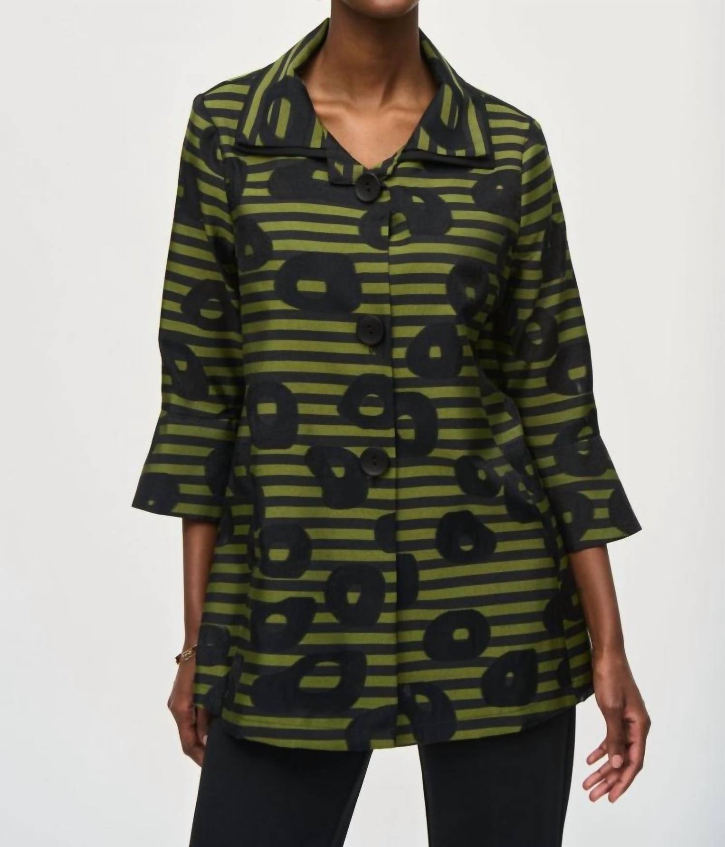 Joseph Ribkoff - Striped 3/4 Sleeve Trapeze Jacket