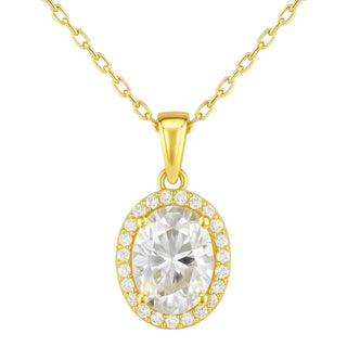 Allyanna Gifts - Women's Oval Moissanite With Halo Necklace