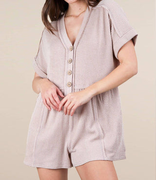 Very J - Two Tone Ribbed Knit Comfy Casual Romper