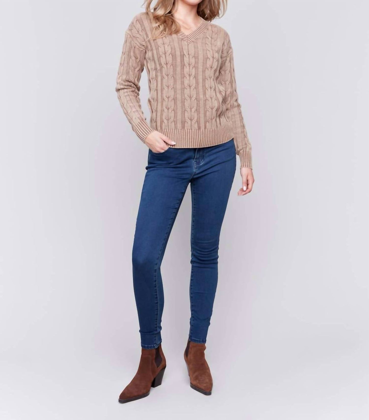 Charlie B - Cold Dye Cable Knit Sweater