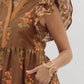 Entro - Split Neck Floral Framed Midi Dress